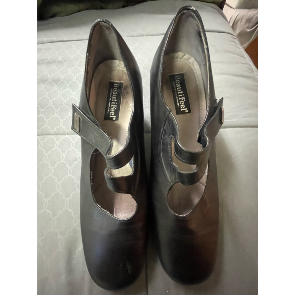 BeautiFeel Black Mary Jane Heels Women's Size 39 Good Uses Condition - Picture 2 of 11